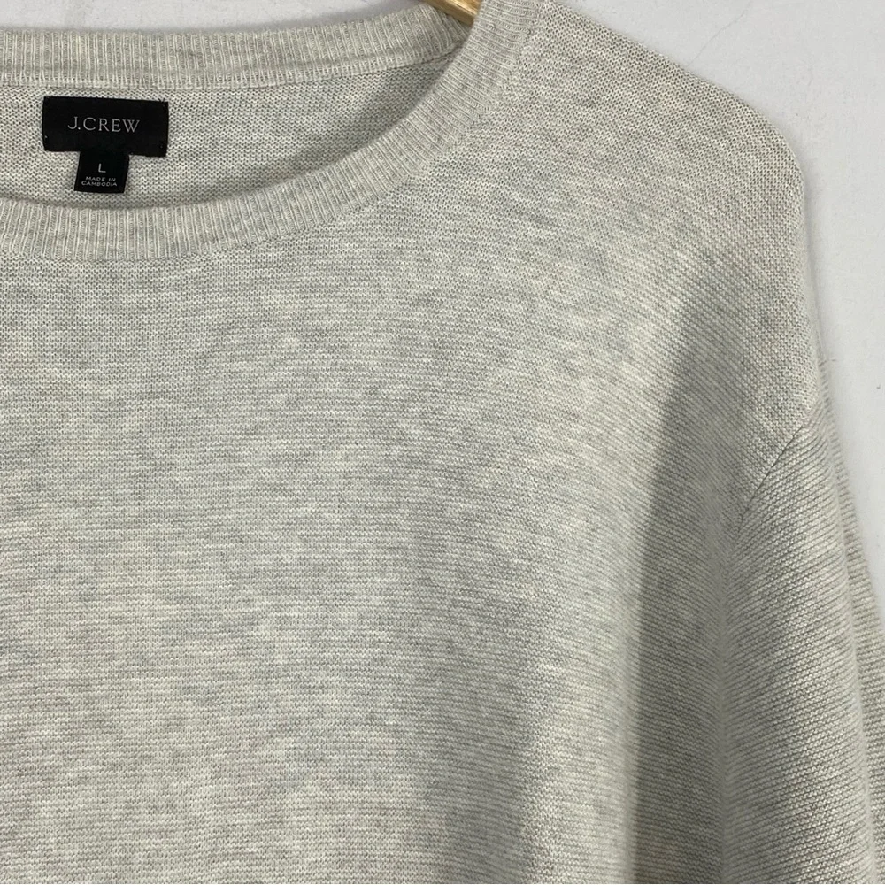 J. Crew Cotton Gray Crewneck Sweater Men's Garter Stitch Large Gray Minimalist